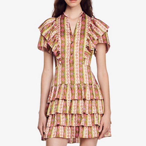 SANDRO Simonna Ruffle Minidress NWT - Picture 2 of 6